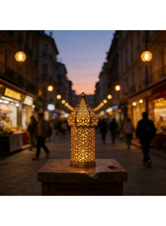  CityRiya-Long فانوس رمضان، ديكورات رمضان للمنزل، ضوء ديكور رمضان، ديكور فوانيس رمضان، ديكور فانوس شمعة مغربي عتيق، قطعة مركزية للطاولة، هدية عيد مبارك للمنزل (S) - Image 1